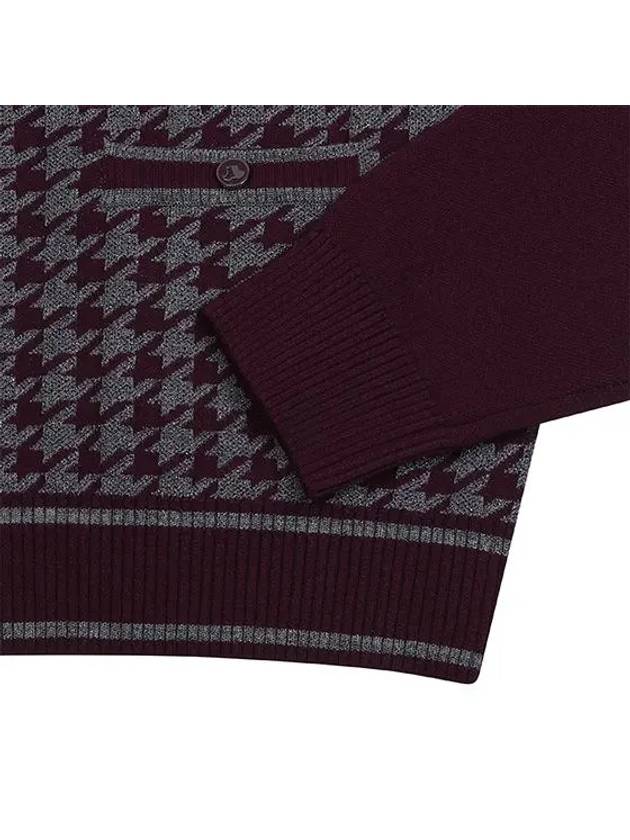 Women s modified houndstooth knit cardigan 2804LXKR WINE - BLACK&WHITE - BALAAN 4