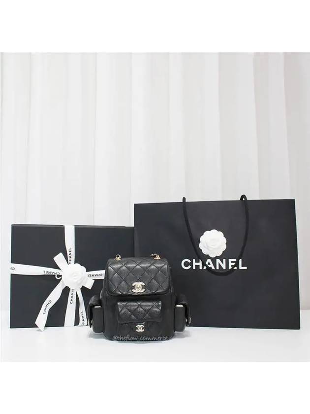 Grained Shiny Calfskin Small Backpack Black - CHANEL - BALAAN 11