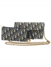 S5614CTZQ M928 Blue Oblique Jacquard Saddle WOC Chain Long Wallet Cross Bag - DIOR - BALAAN 1