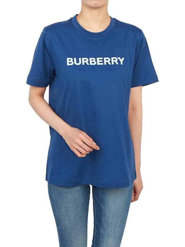 Logo Print Detail Short Sleeve T-Shirt Blue - BURBERRY - BALAAN 8