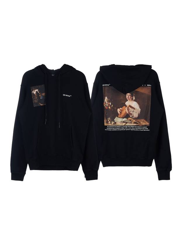 Caravaggio Print Drawstring Hoodie Black - OFF WHITE - BALAAN 2