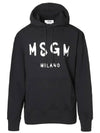 Milano Brushed Logo Cotton Hoodie Black - MSGM - BALAAN 2