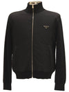 Triangle Logo Knit Zip Up Jacket Black - PRADA - BALAAN 2