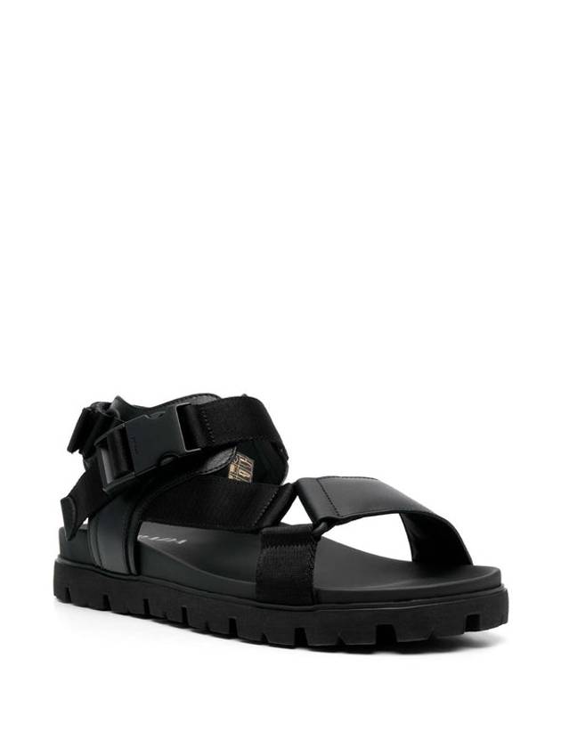 Sporty Leather Re-Nylon Tape Sandals Black - PRADA - BALAAN 3