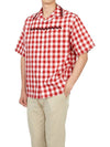 Check Short Sleeve Shirt Red - PRADA - BALAAN 7