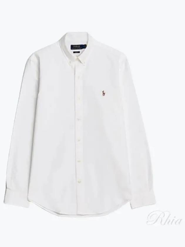 Men's Embroidered Pony Logo Oxford Long Sleeve Shirt White - POLO RALPH LAUREN - BALAAN 2