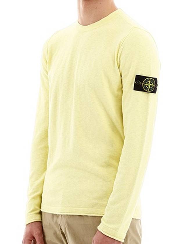 Men's Wappen Patch Round Neck Knit Top Yellow - STONE ISLAND - BALAAN 3