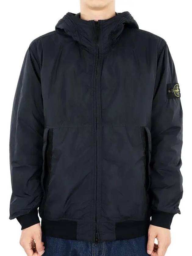 Men's Garment Dyed Crinkle Reps Recycled Nylon Primaloft TC Hooded Jacket Navy - STONE ISLAND - BALAAN 2