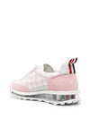 Gingham Boucle Clear Sole Tech Runner Low Top Sneakers Light Pink - THOM BROWNE - BALAAN 5