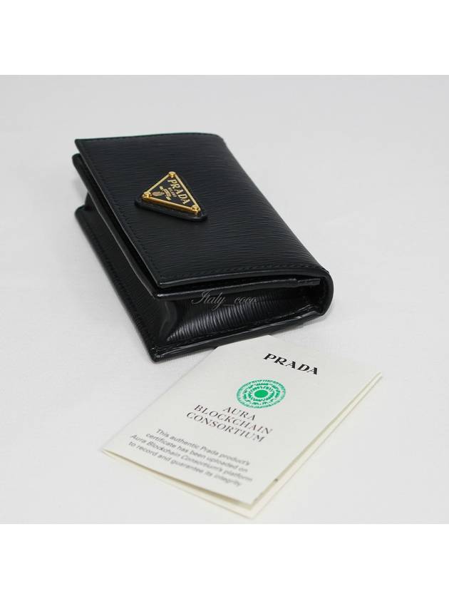 Vitello Move Triangle Logo Card Wallet Black - PRADA - BALAAN 7