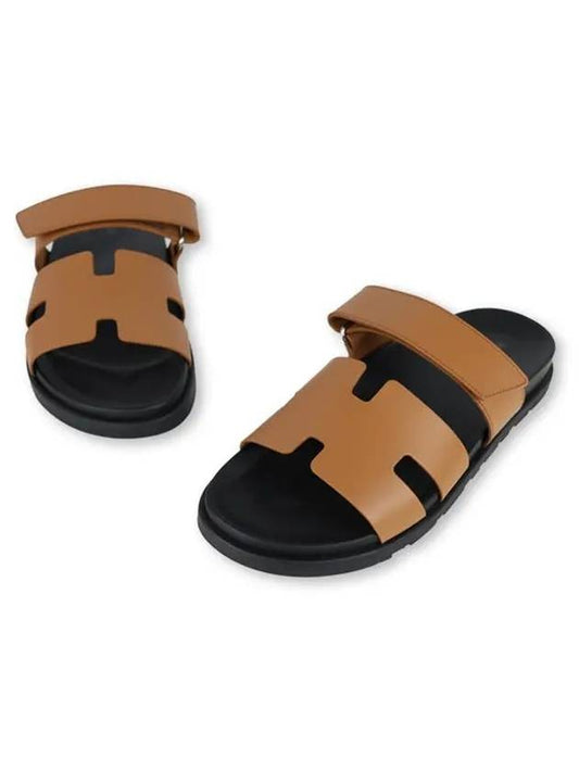 Chypre H Logo Calfskin Sandals Brown - HERMES - BALAAN 2