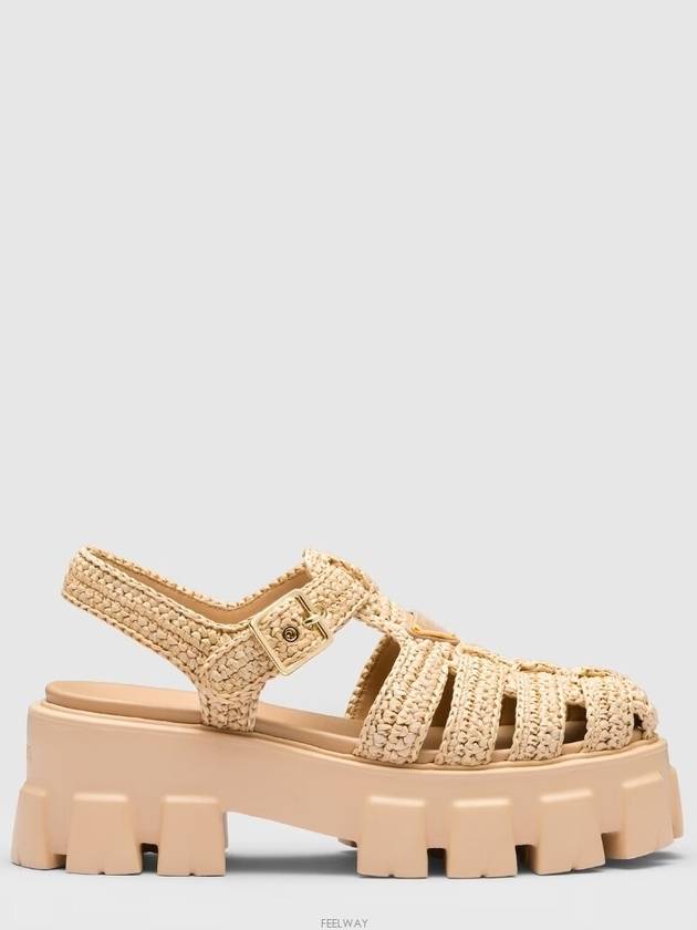 Monolith Crochet Cage Sandals Natural - PRADA - BALAAN 3