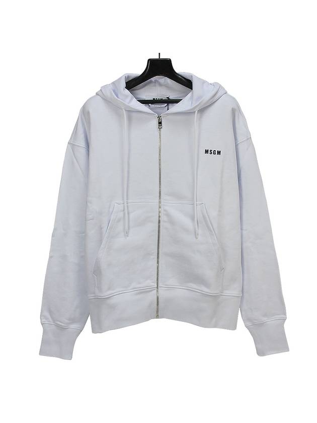 Men's Micro Logo Cotton Zip-Up Hoodie White - MSGM - BALAAN 2