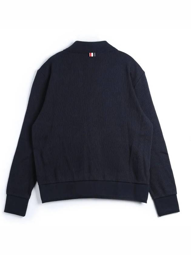 Logo Patch Rib Cardigan Navy - THOM BROWNE - BALAAN 3