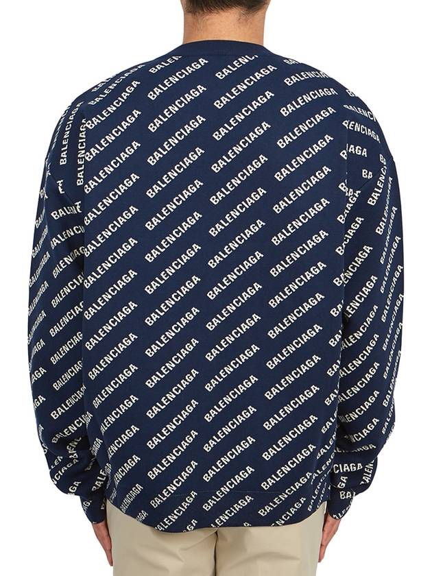 Allover Logo Crew Sweatshirt Navy - BALENCIAGA - BALAAN 5