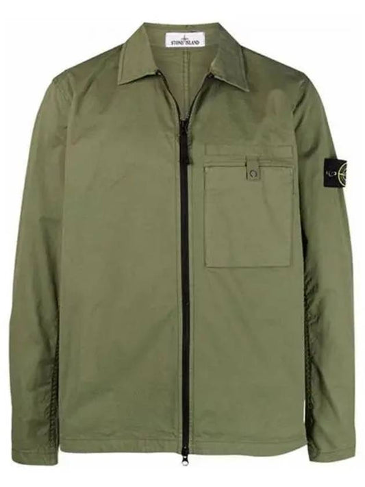 Wappen Patch Supima Twill Stretch Cotton Zip-up Jacket Khaki - STONE ISLAND - BALAAN 2