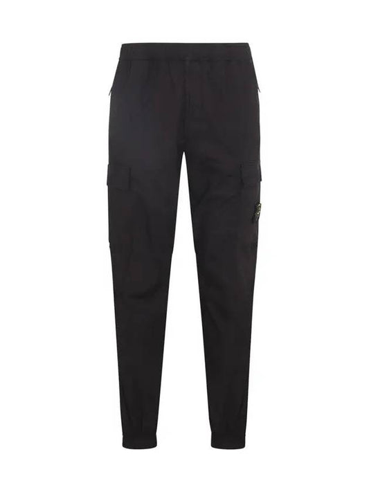 Stretch Cotton Tela Paracadute Cargo Straight Pants Black - STONE ISLAND - BALAAN 2