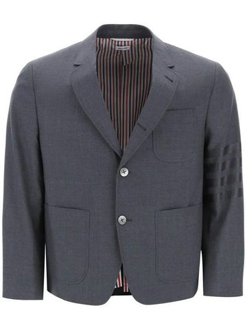 4 Bar Stripe Wool Jacket Dark Jacket - THOM BROWNE - BALAAN 1