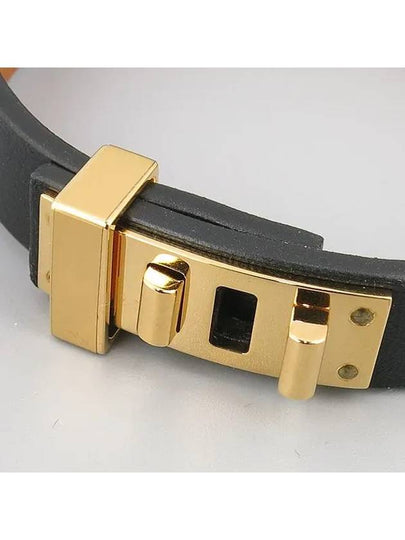 Black leather MINI DOG single gold bracelet - HERMES - BALAAN 2