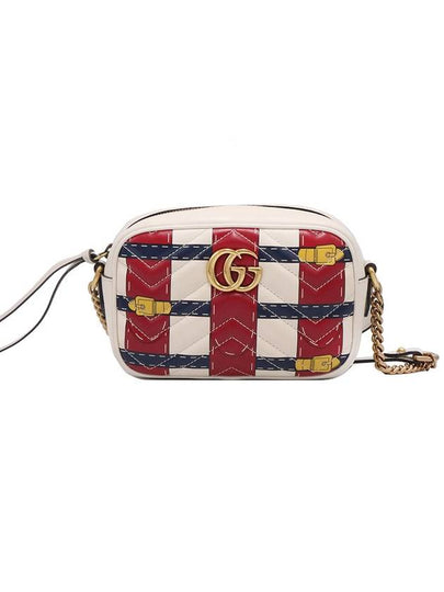 Women s Gucci 448065 Trompe l oeil printed matelass chevron gold plated GG Marmont mini cross bag gt Gangbuk used luxury goods - GUCCI - BALAAN 2