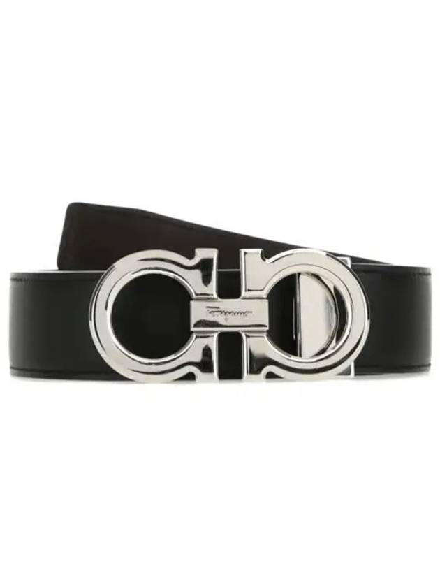 Reversible Gancini Leather Belt Black - SALVATORE FERRAGAMO - BALAAN 2