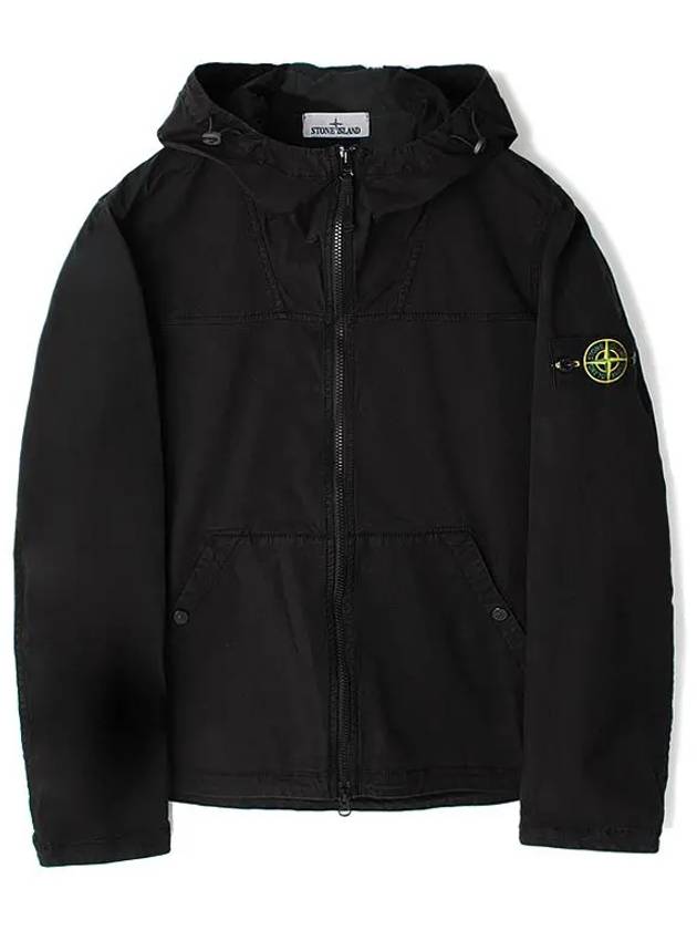 Supima Cotton Twill Stretch-TC Over Hooded Jacket Black - STONE ISLAND - BALAAN 2