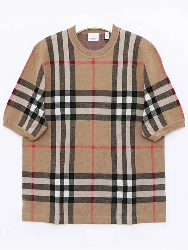 Men's Jacquard Check Pattern Silk Wool Knit Top Beige - BURBERRY - BALAAN 3