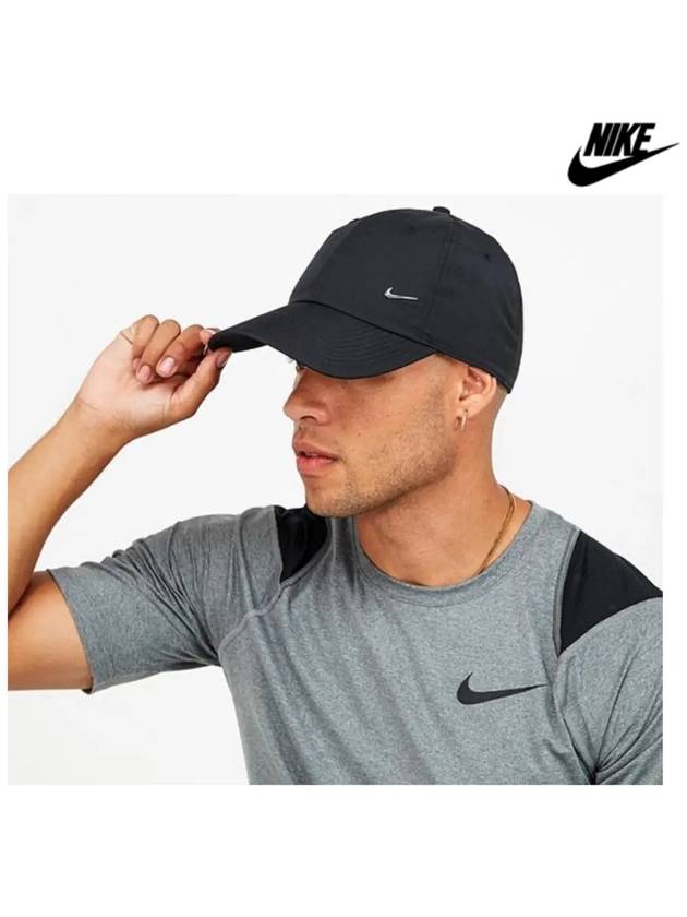 H86 White Metal Swoosh Unisex Hat Black - NIKE - BALAAN 4