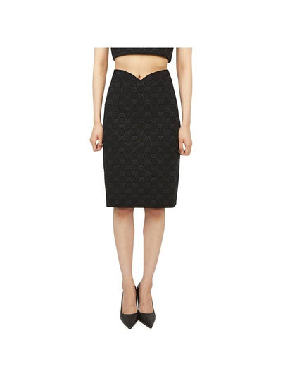 Women's GG Crepe Viscose Pencil Skirt Black - GUCCI - BALAAN 2