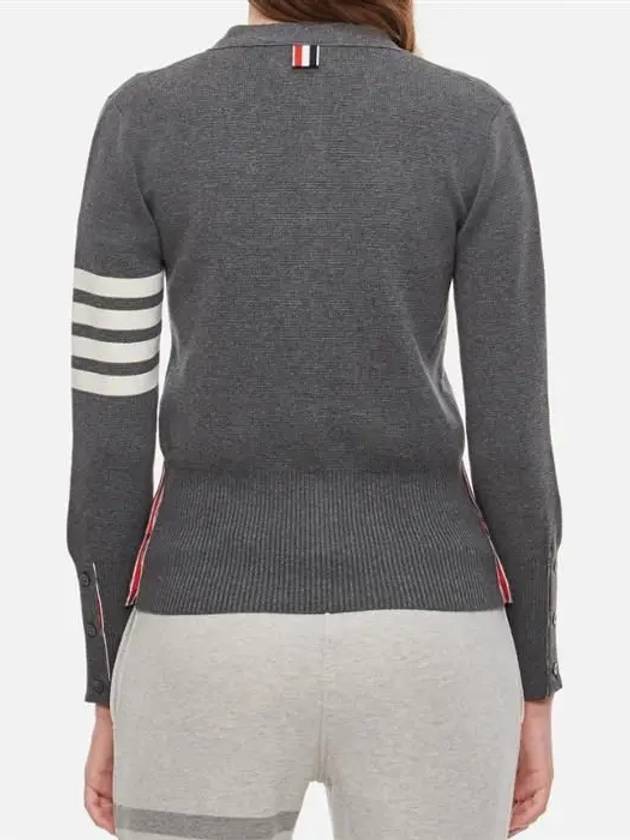 Cotton 4-Bar Milano Classic V-Neck Cardigan Medium Grey - THOM BROWNE - BALAAN 5