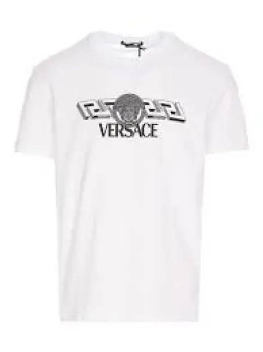 Men's La Greca Logo Short Sleeve T-Shirt White - VERSACE - BALAAN 2