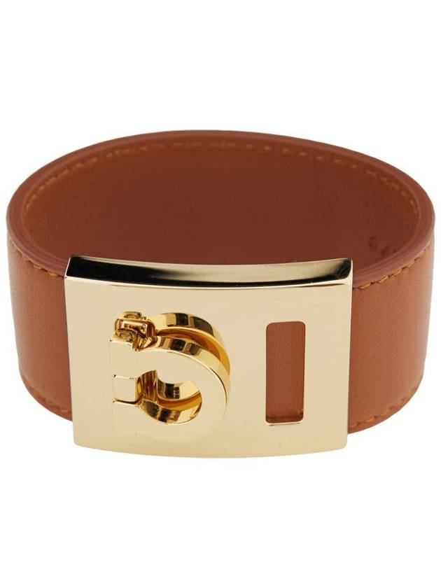 'Hug' Brown Bracelet With Gancini Detail In Smooth Leather Woman - SALVATORE FERRAGAMO - BALAAN 1