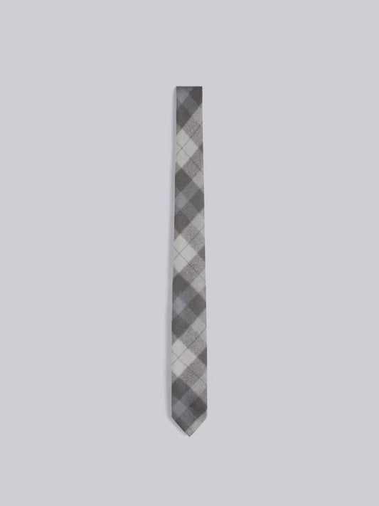 Tartan Check Wool Twill Tie Grey - THOM BROWNE - BALAAN 1