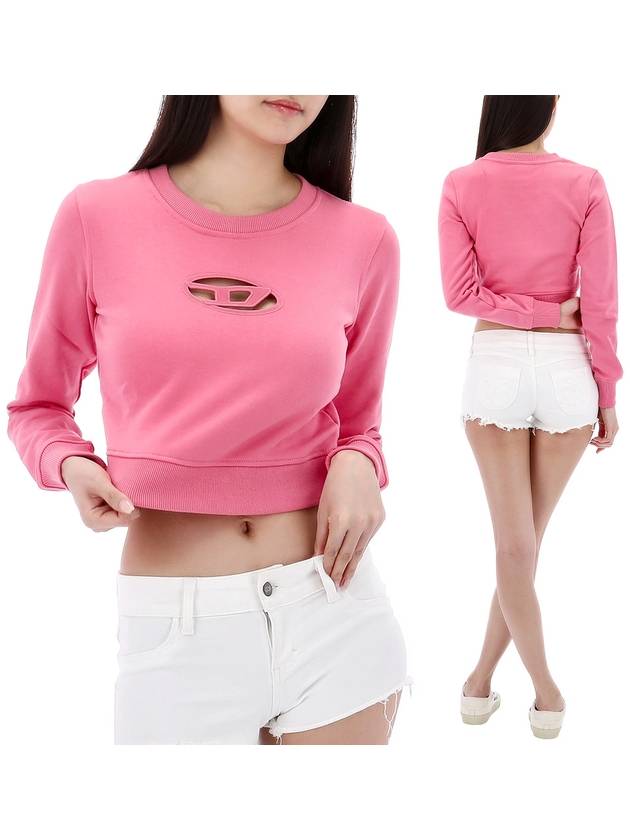 F Slimmy Cutout Logo Crop Sweatshirt Pink - DIESEL - BALAAN 2