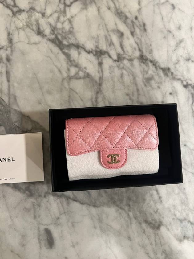 Gold Hardware CC Logo Classic Lambskin Flap Card Wallet Light Pink - CHANEL - BALAAN 6