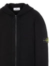 Wappen Patch Lambswool Knit Hooded Zip Up Black - STONE ISLAND - BALAAN 3