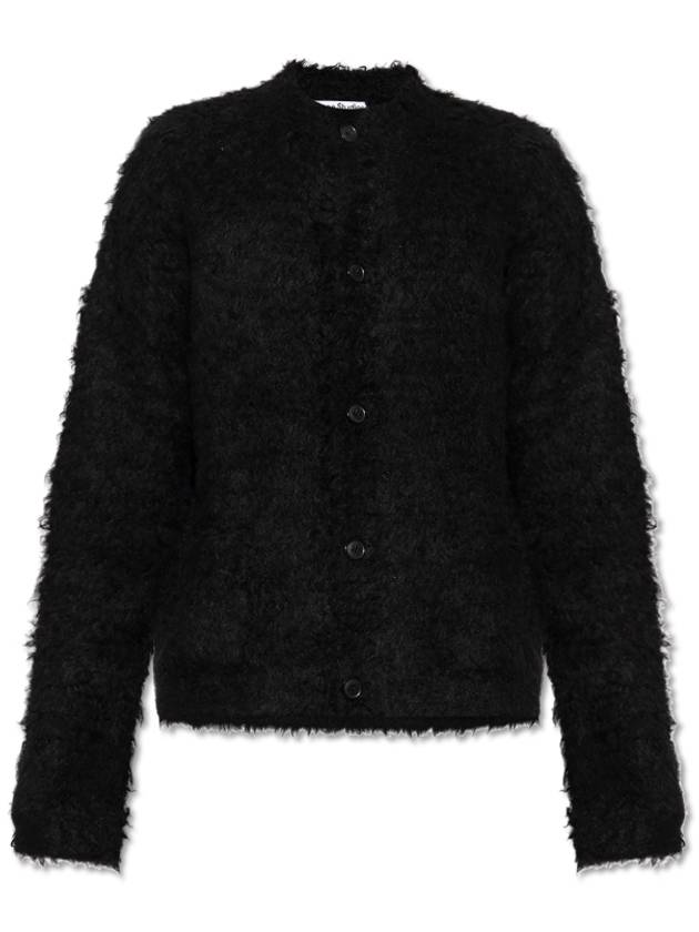 Crew Neck Alpaca Mix Cardigan Black - ACNE STUDIOS - BALAAN 2