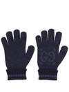 GG Cashmere Gloves Navy - GUCCI - BALAAN 1