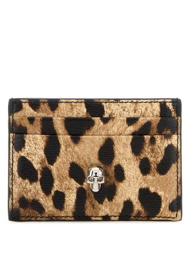 Leopard Print Card Holder Brown - ALEXANDER MCQUEEN - BALAAN 1