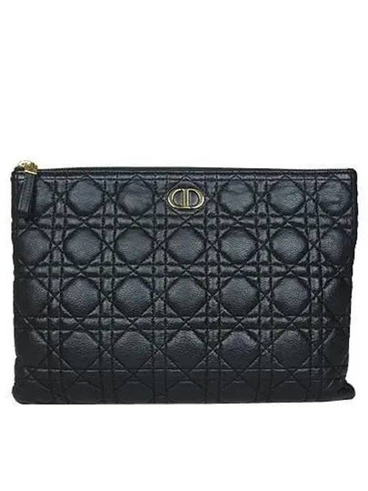 S5086UWHC Gold Logo Black Leather Caro Clutch Bag - DIOR - BALAAN 2