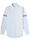 Men's Poplin Grosgrain Armband Stripe Long Sleeve Shirt Blue - THOM BROWNE - BALAAN 1