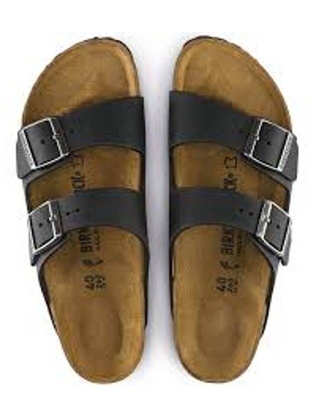 Arizona Oiled Leather Slippers Black - BIRKENSTOCK - BALAAN 3