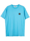 Logo Patch Cotton Short Sleeve T-Shirt Turquoise - STONE ISLAND - BALAAN 10