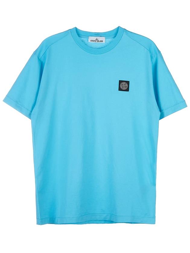 Logo Patch Cotton Short Sleeve T-Shirt Turquoise - STONE ISLAND - BALAAN 11