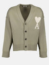 De Coeur Logo Wool Cardigan Green - AMI - BALAAN 2