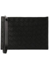 Intrecciato Bill Silver Medium Clutch Black - BOTTEGA VENETA - BALAAN 2