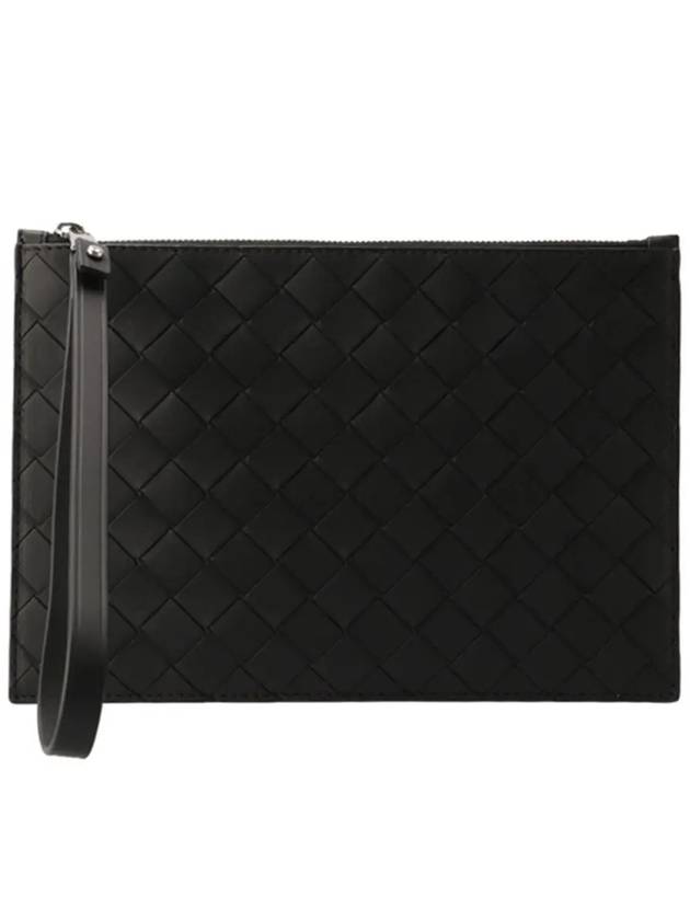 Intrecciato Bill Silver Clutch Bag Black - BOTTEGA VENETA - BALAAN 3