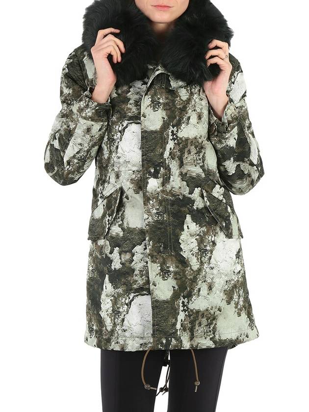 Mr & Mrs Italy Ladies Army Printed Nylon Parka Midi, Size XX-Small - MR & MRS ITALY - BALAAN 1