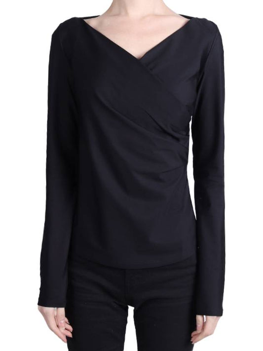 Gardena V-neck Jersey Long Sleeve T-Shirt Black - MAX MARA - BALAAN.