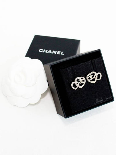 CC Logo Double Heart Earrings Gold - CHANEL - BALAAN 2